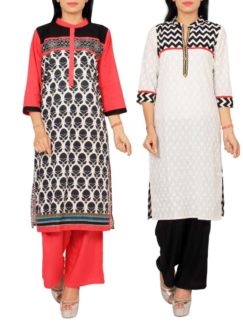 multicolored cotton kurta combo (set of 2)