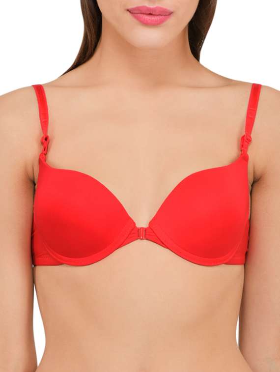 orange lightly padded front open bra
