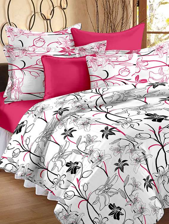 186 tc 100% cotton white 1 double bedsheet with 2 pillow cover