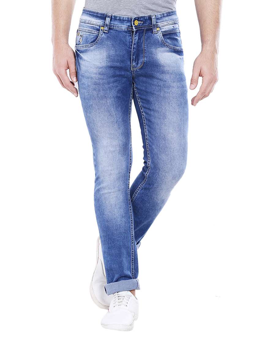 blue cotton washed jeans