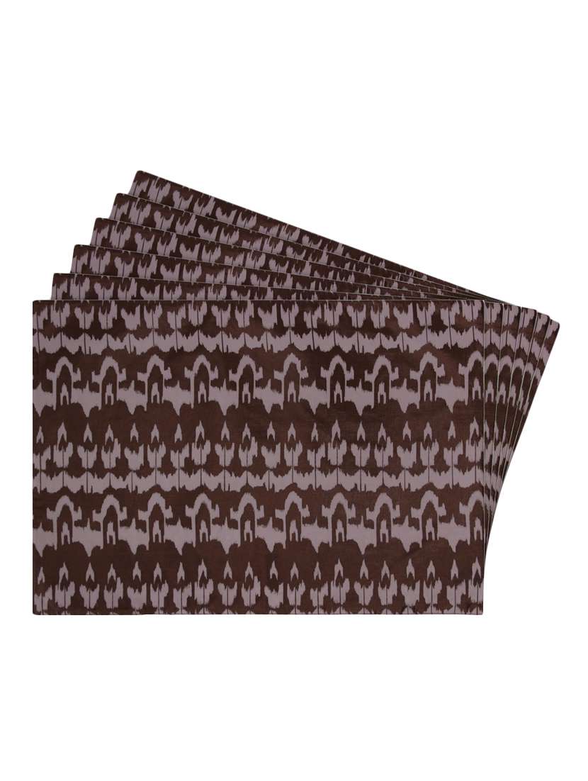 brown printed reversible placemats for dining table - unique designs both sides - set of 6