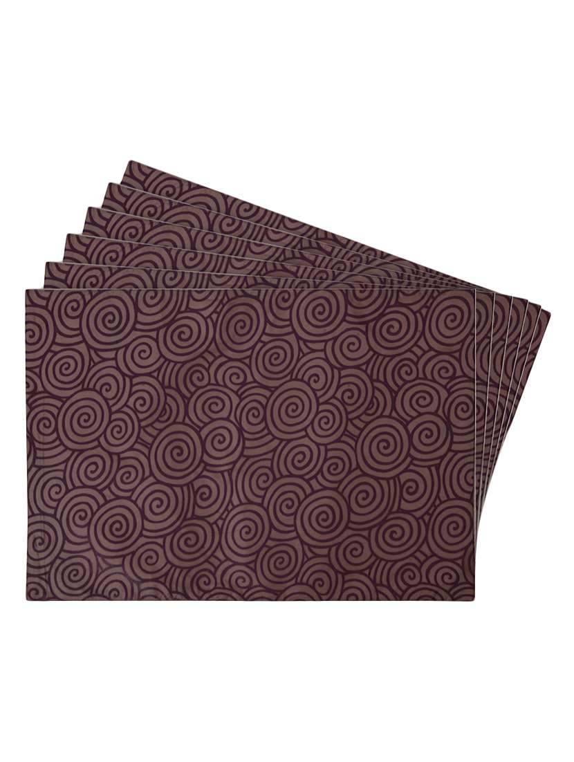 beige printed reversible placemats for dining table - unique designs both sides - set of 6