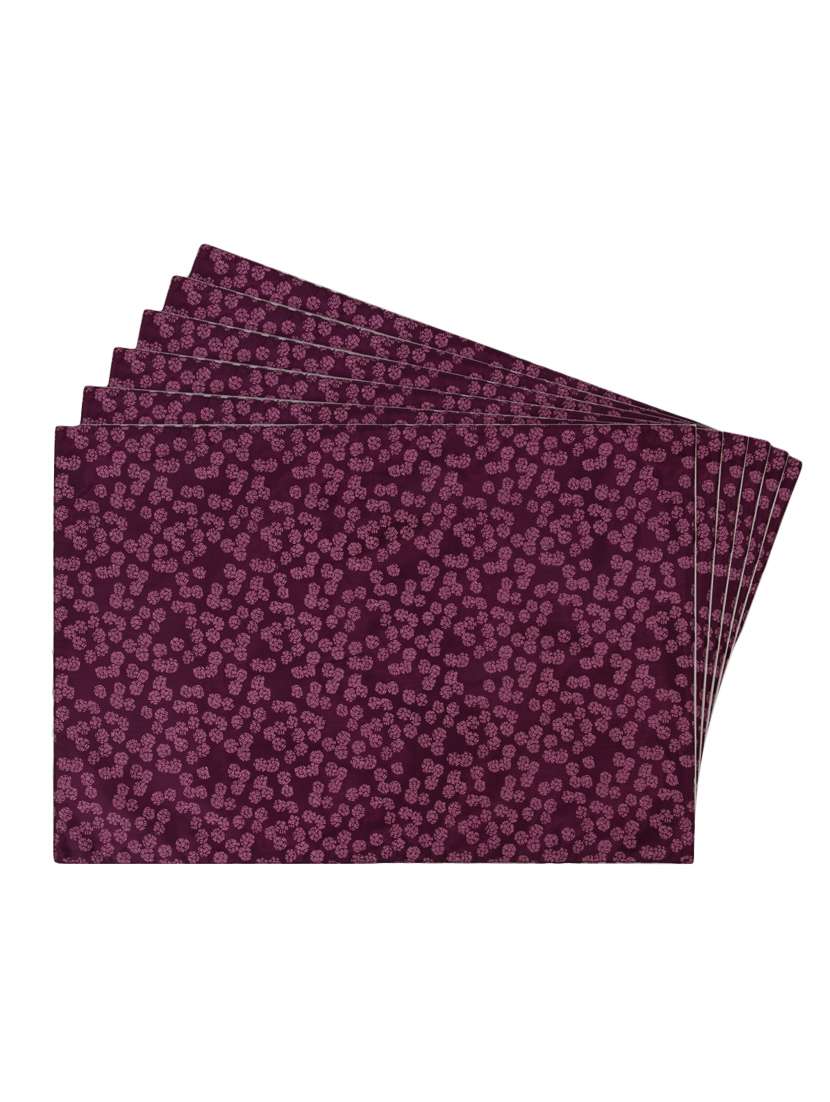 purple printed reversible placemats for dining table - unique designs both sides - set of 6