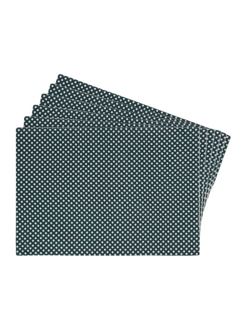 green printed reversible placemats for dining table - unique designs both sides - set of 6
