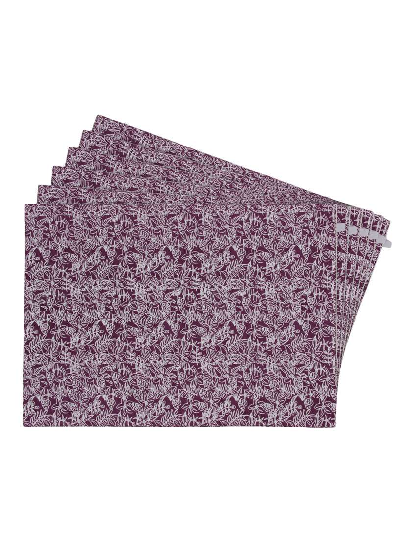 purple printed reversible placemats for dining table - unique designs both sides - set of 6
