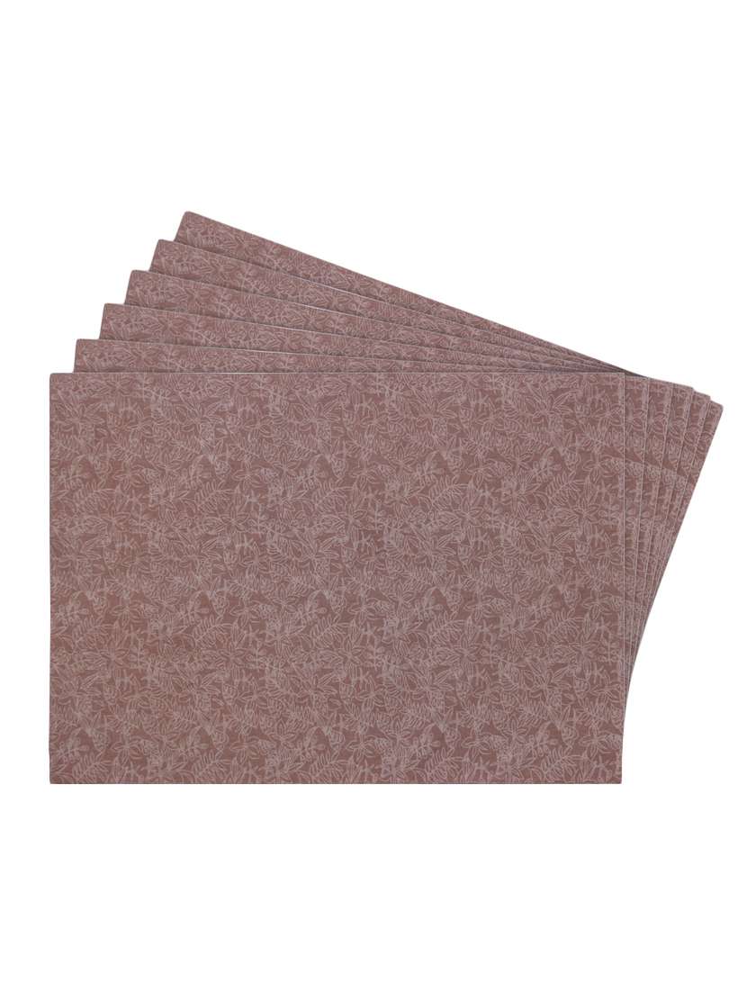 beige printed reversible placemats for dining table - unique designs both sides - set of 6