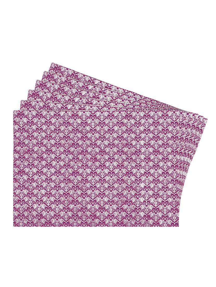 pink printed reversible placemats for dining table - unique designs both sides - set of 6
