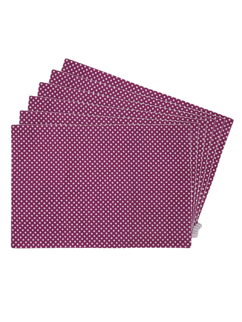purple printed reversible placemats for dining table - unique designs both sides - set of 6
