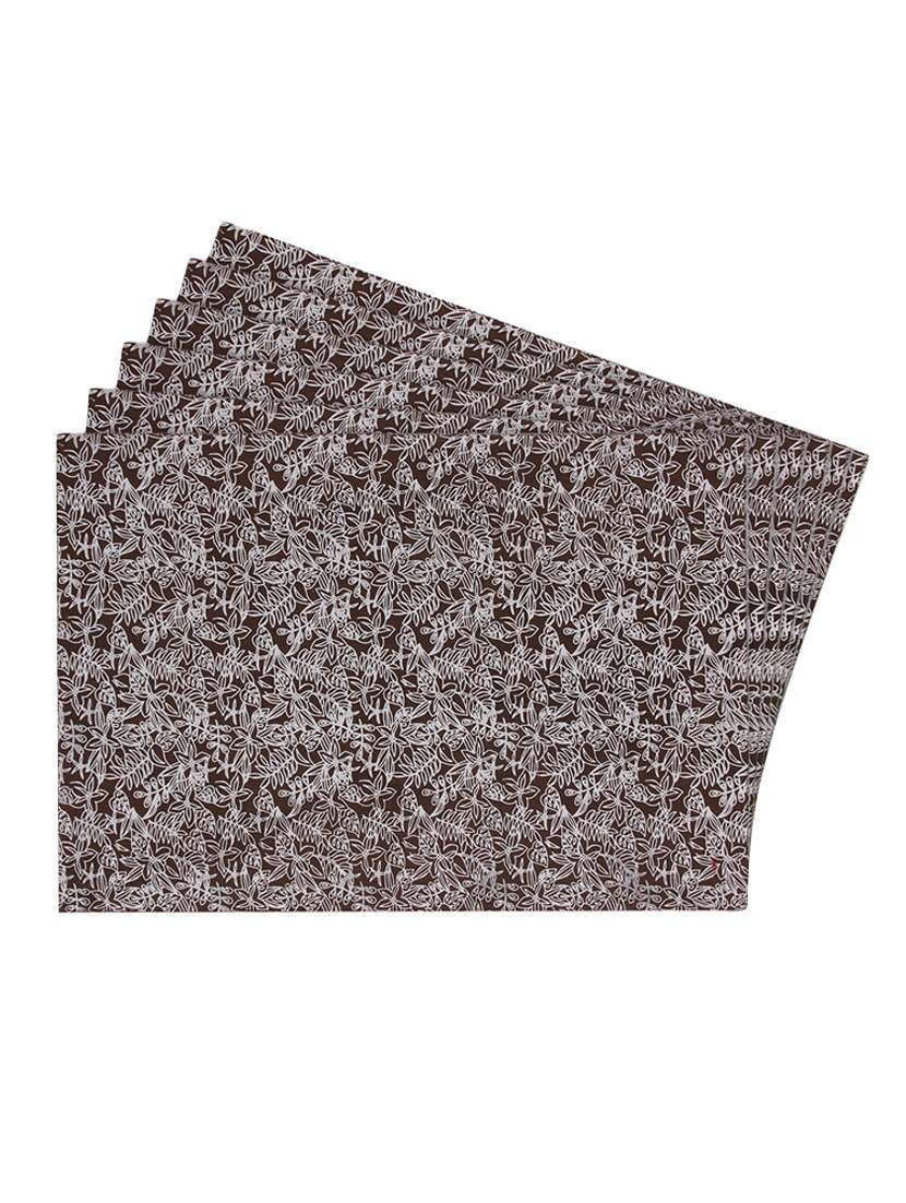 brown printed reversible placemats for dining table - unique designs both sides - set of 6