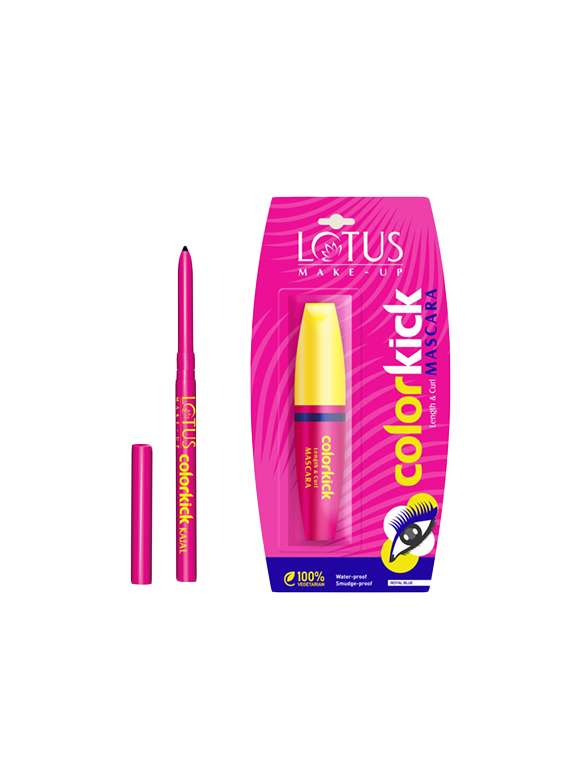 Lotus Colorkick  8 hrs stay & shine Kajal  0.28g and COLORKICK MASCARA - Royal Blue CM2