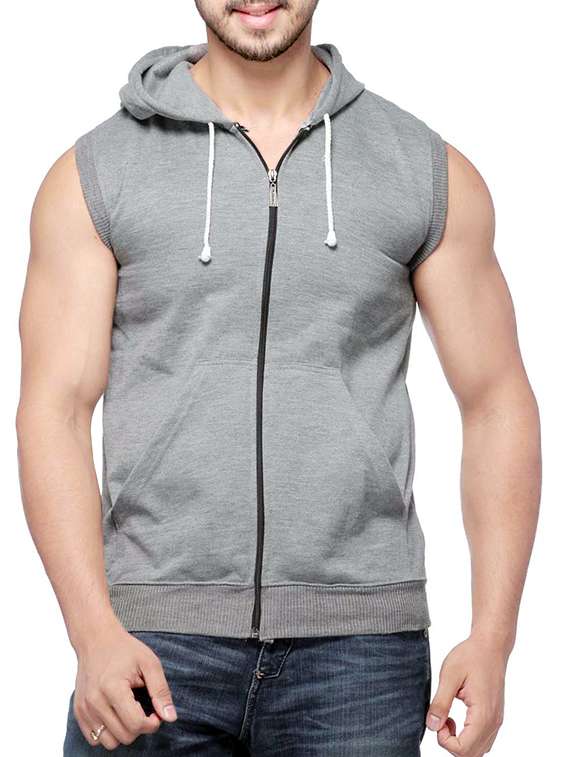solid grey fleece sweatshirt