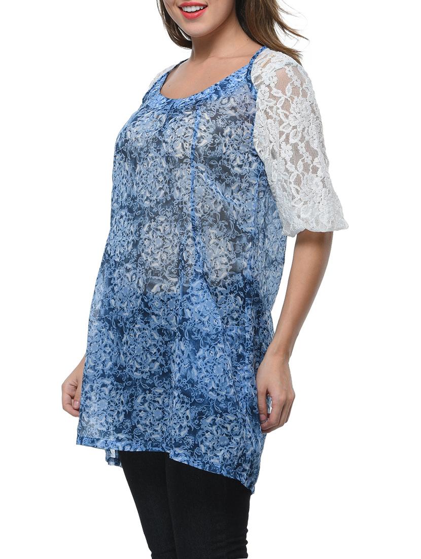 blue printed georgette regular top - 12593679 - Standard Image - 1