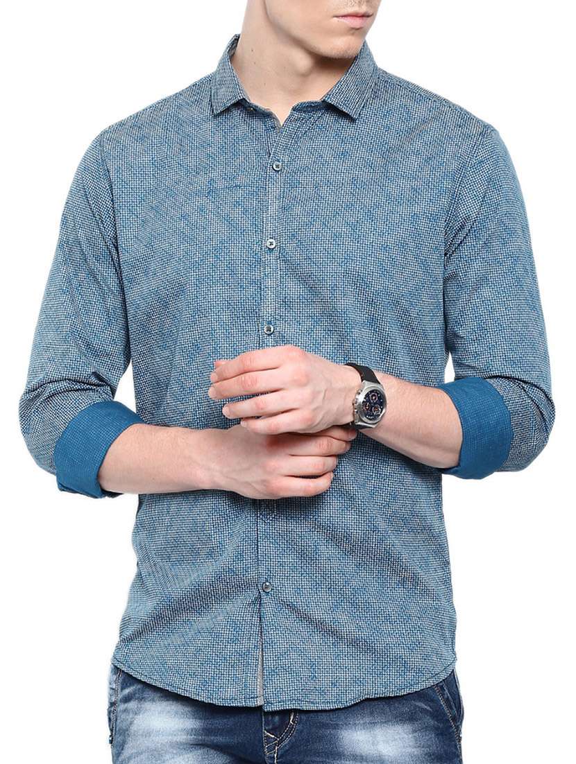 blue cotton casual shirt