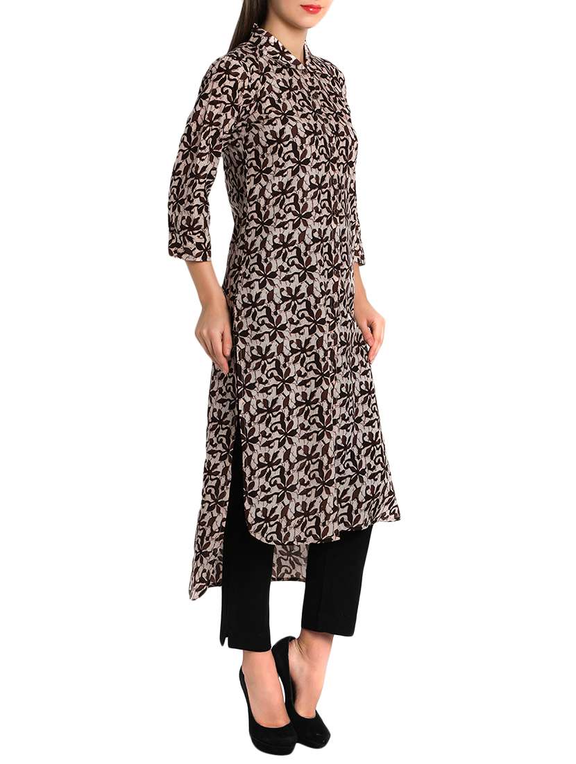 printed high-low kurta - 12648389 - Standard Image - 1