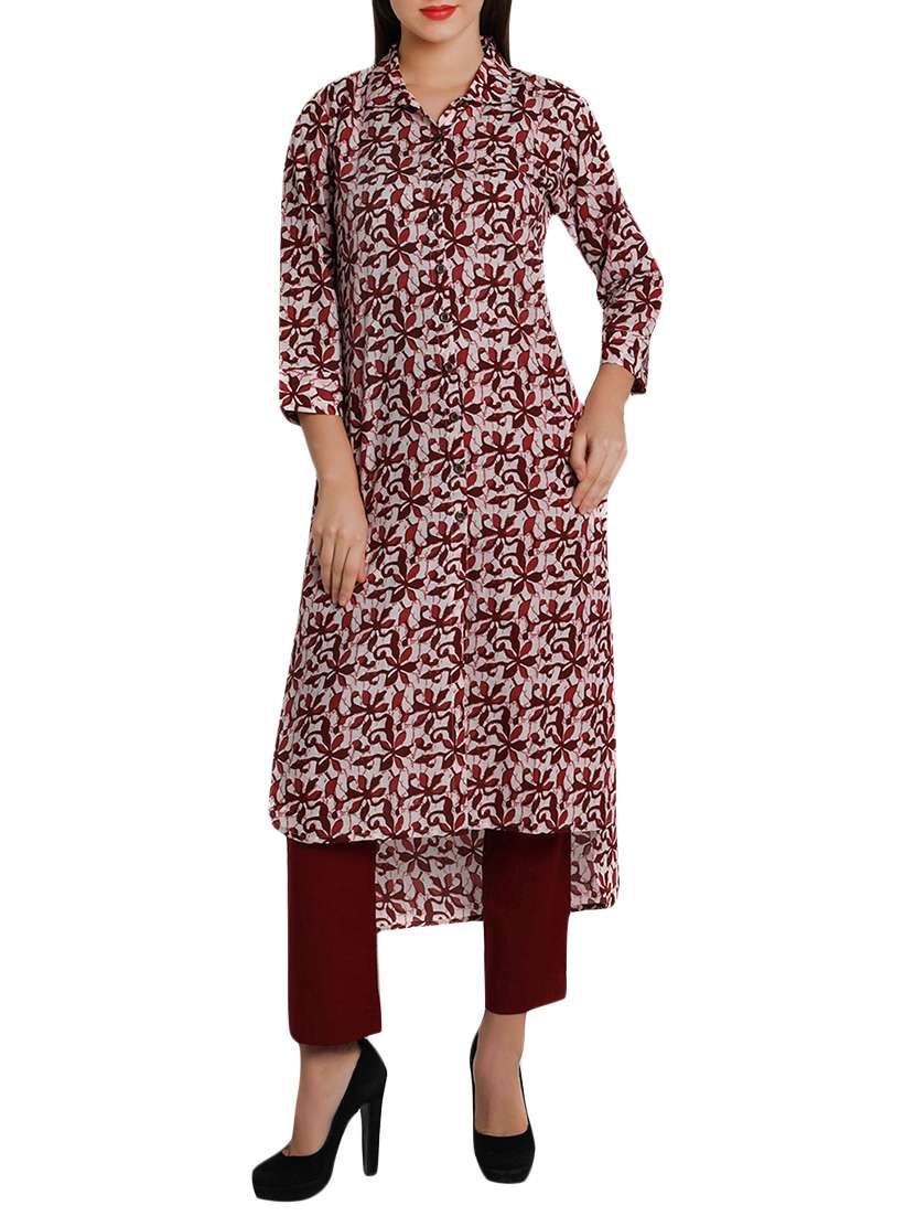 high-low printed kurta