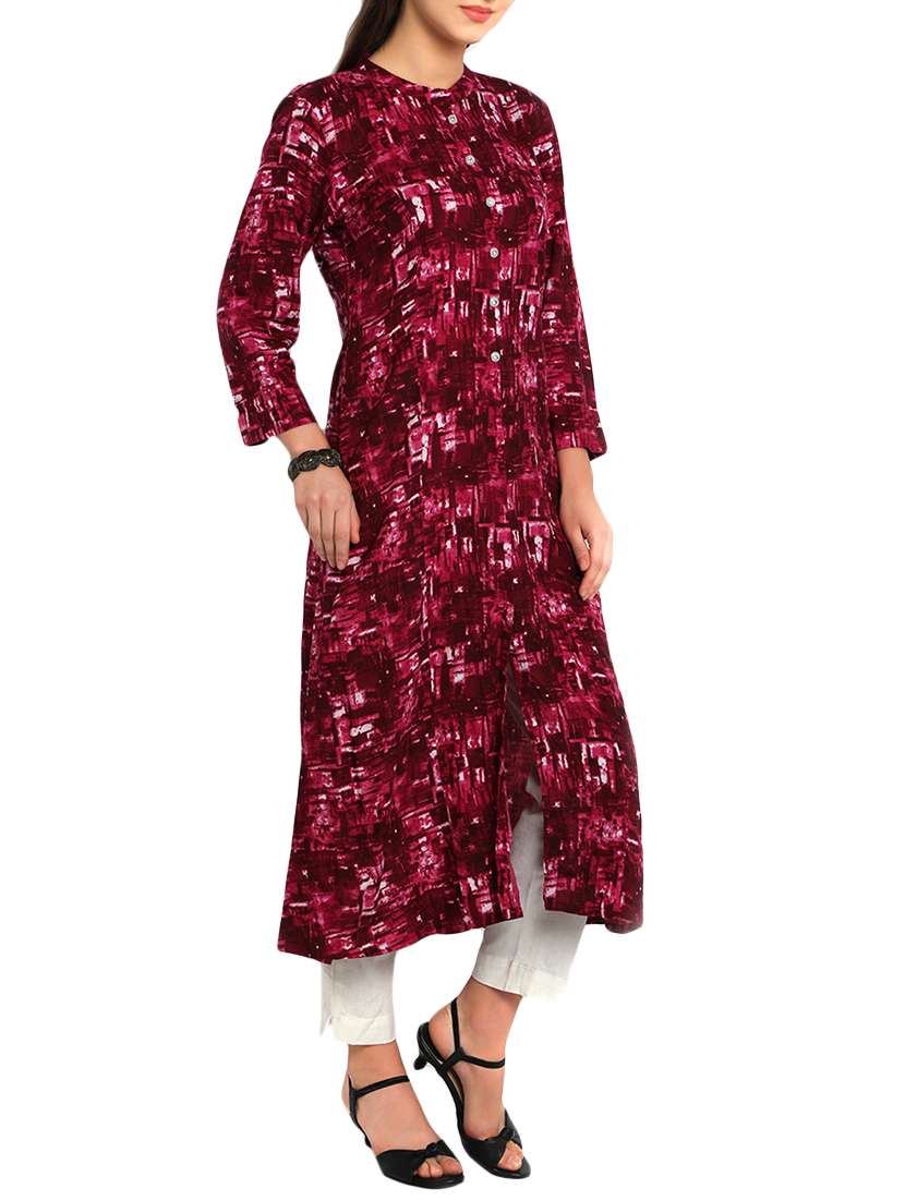 printed a-line kurta - 12648395 -  Standard Image - 1