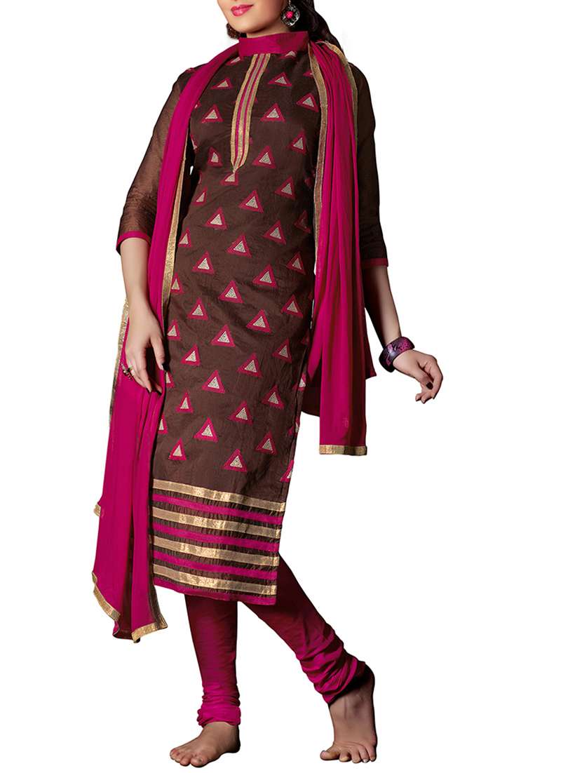 brown cotton dress material