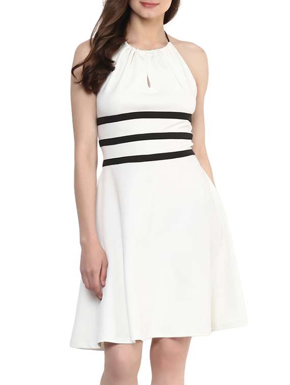 halter neck striped dress