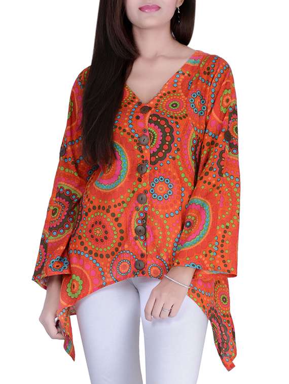 orange cotton assymetric top