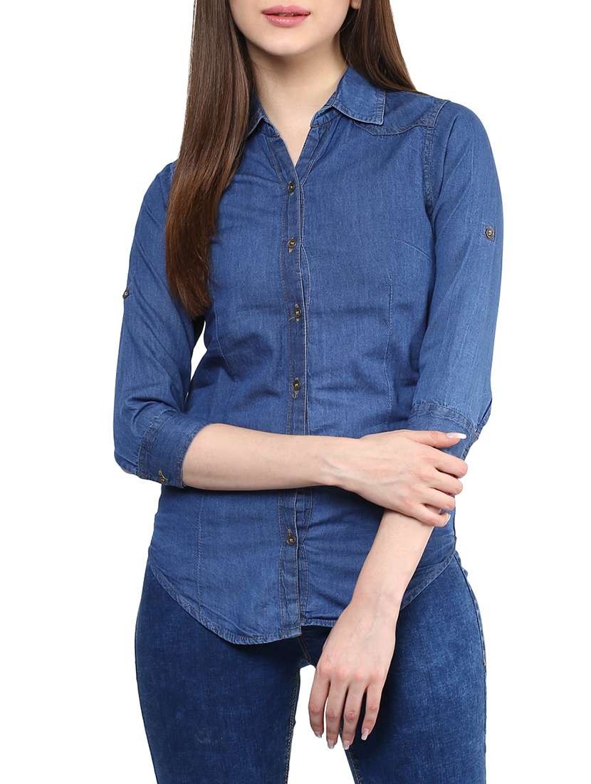 blue denim regular shirt