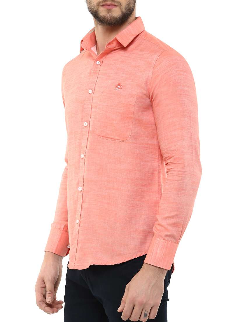 orange cotton casual shirt - 12763268 - Standard Image - 1