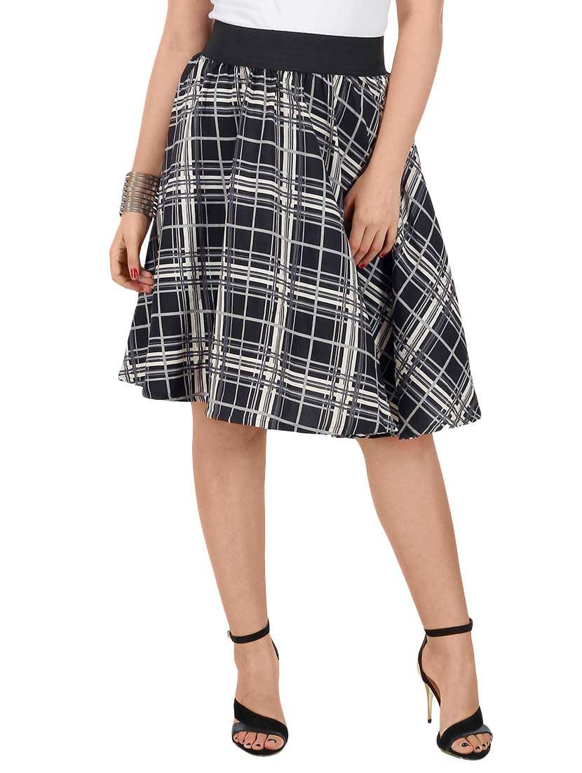 black checkered crepe skirt