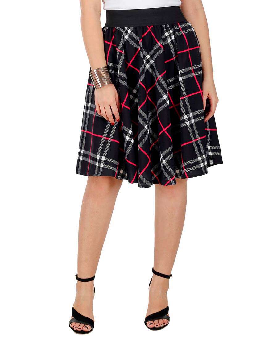 black checkered crepe skirt