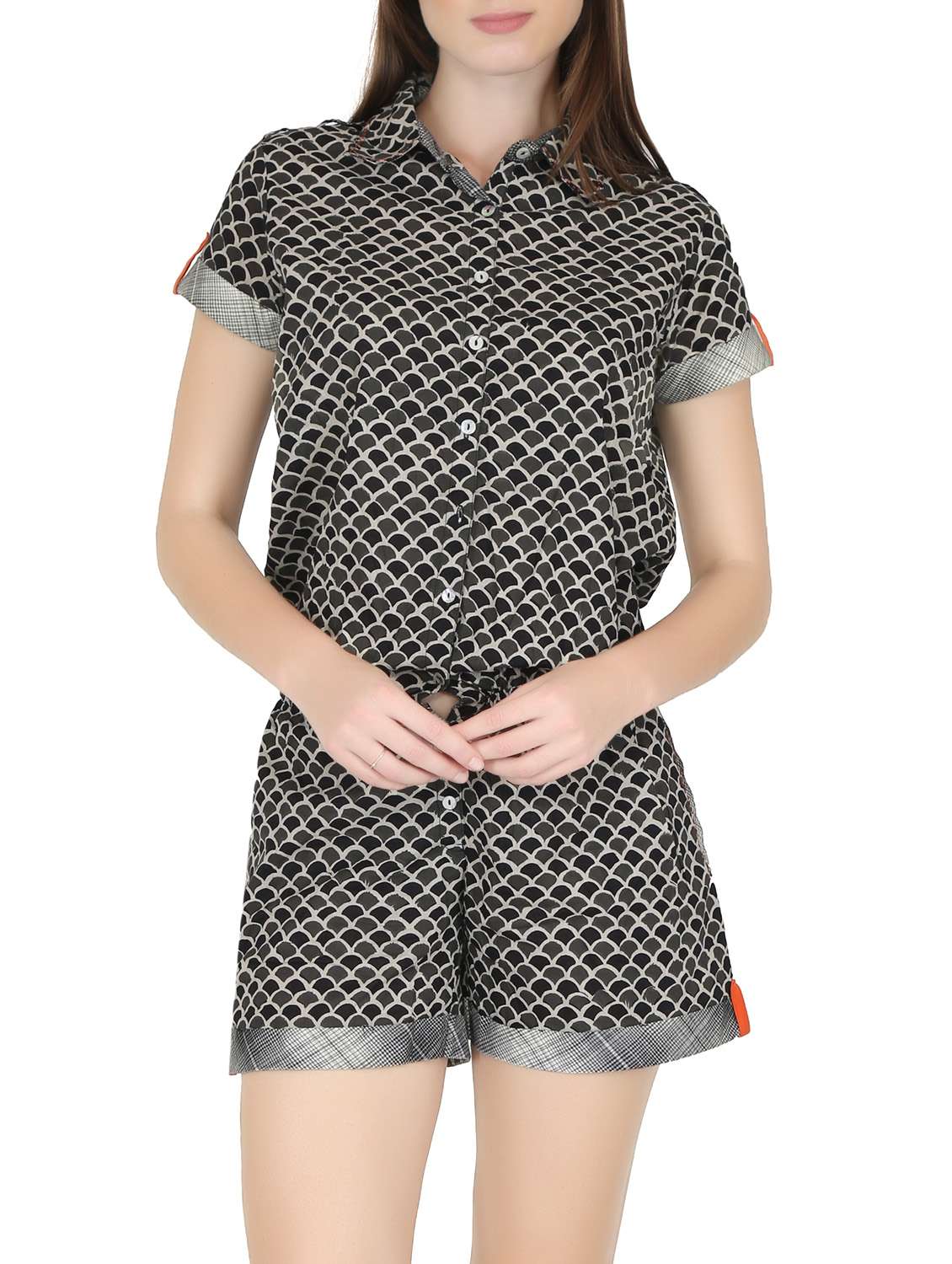 black printed cotton jumpsuit