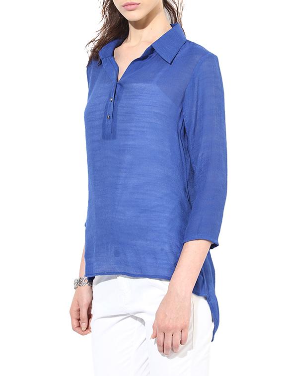 blue viscose high low blouse - 1278327 - Standard Image - 1