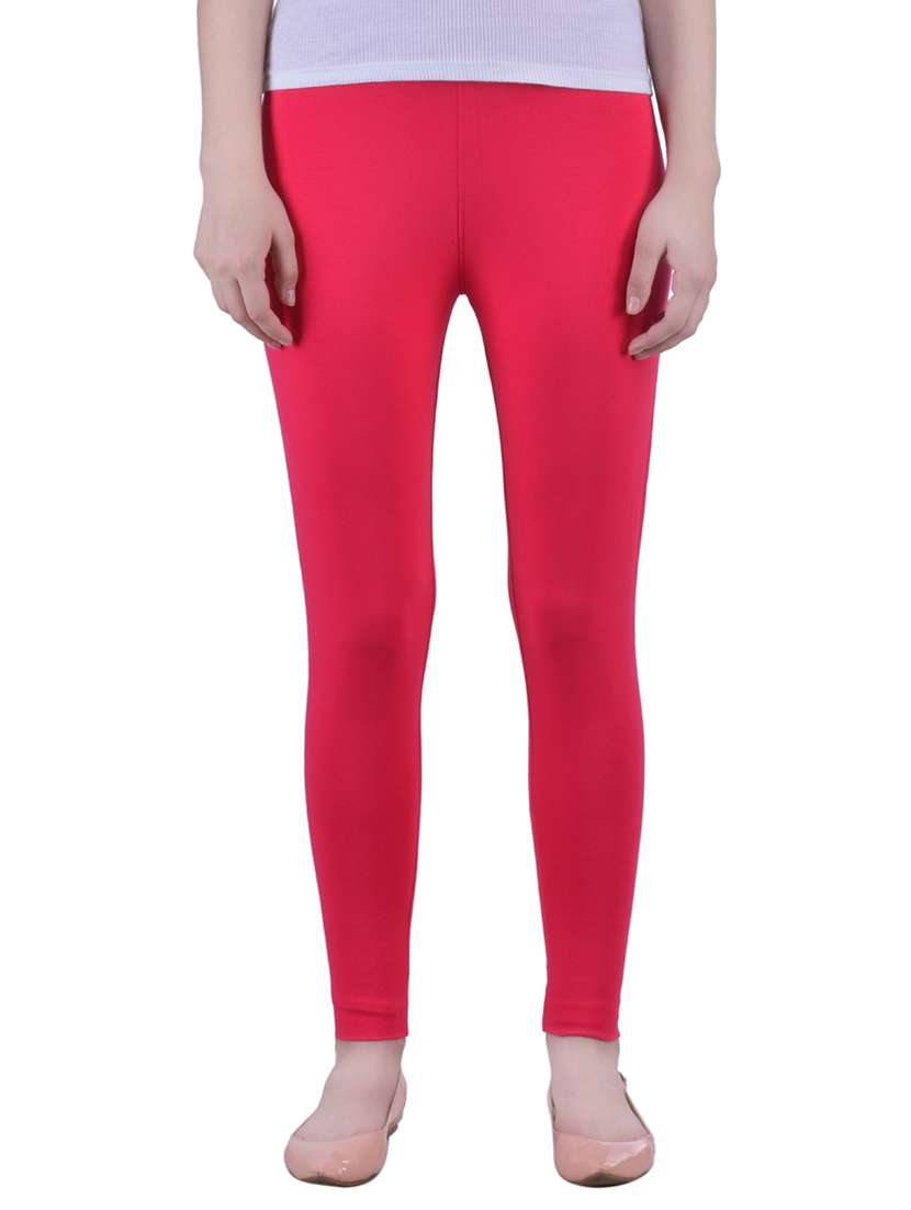 pink cotton lycra ankle length legging