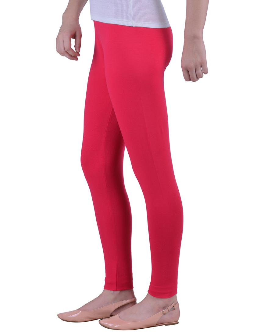 pink cotton lycra ankle length legging - 12786066 - Standard Image - 1
