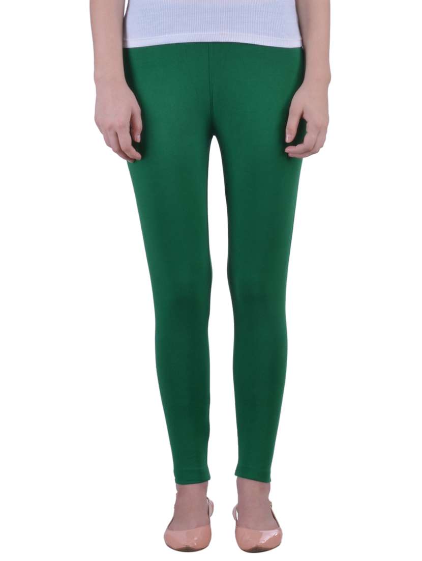green cotton lycra ankle length legging