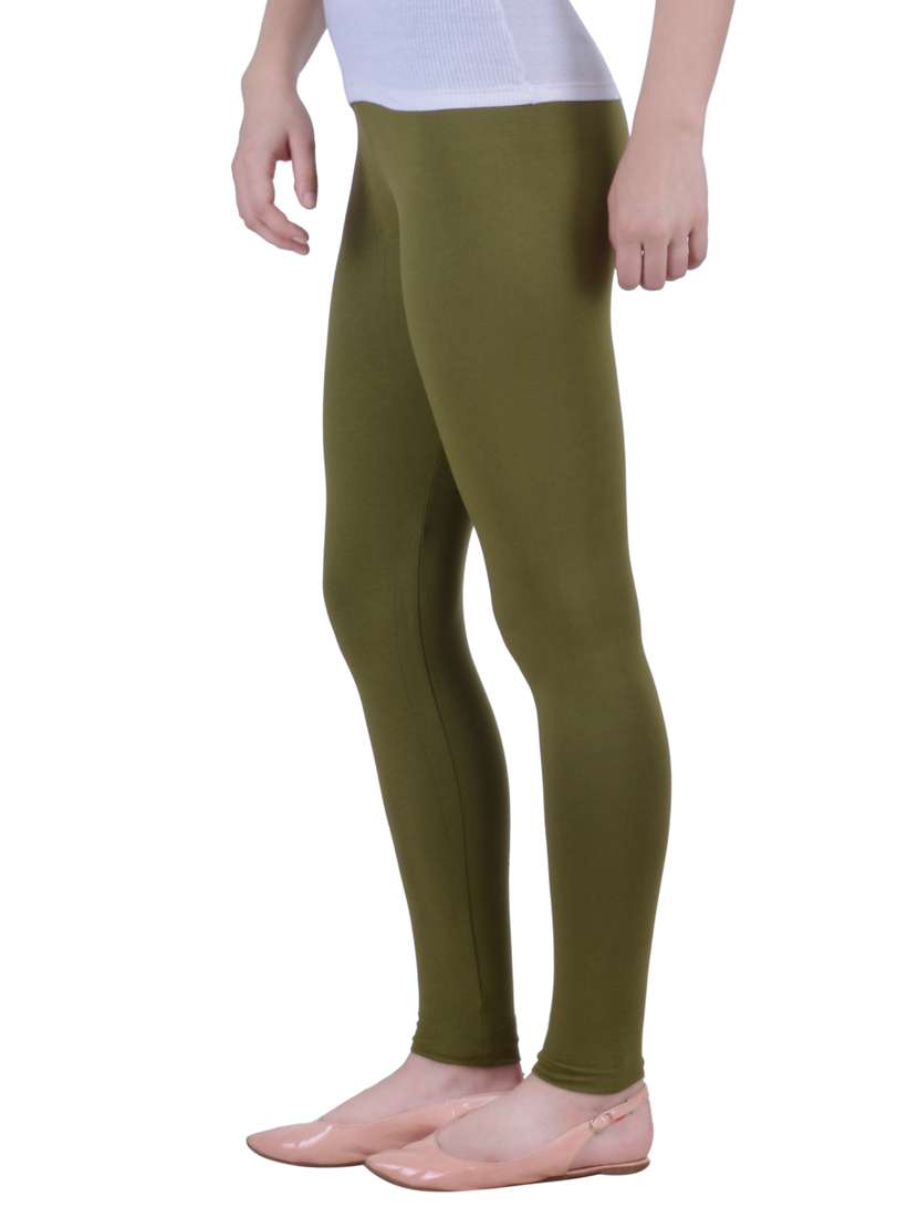olive green  ankle length legging - 12786073 -  Standard Image - 1