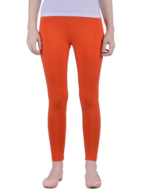 orange cotton lycra ankle length legging - 12786074 - Standard Image - 0