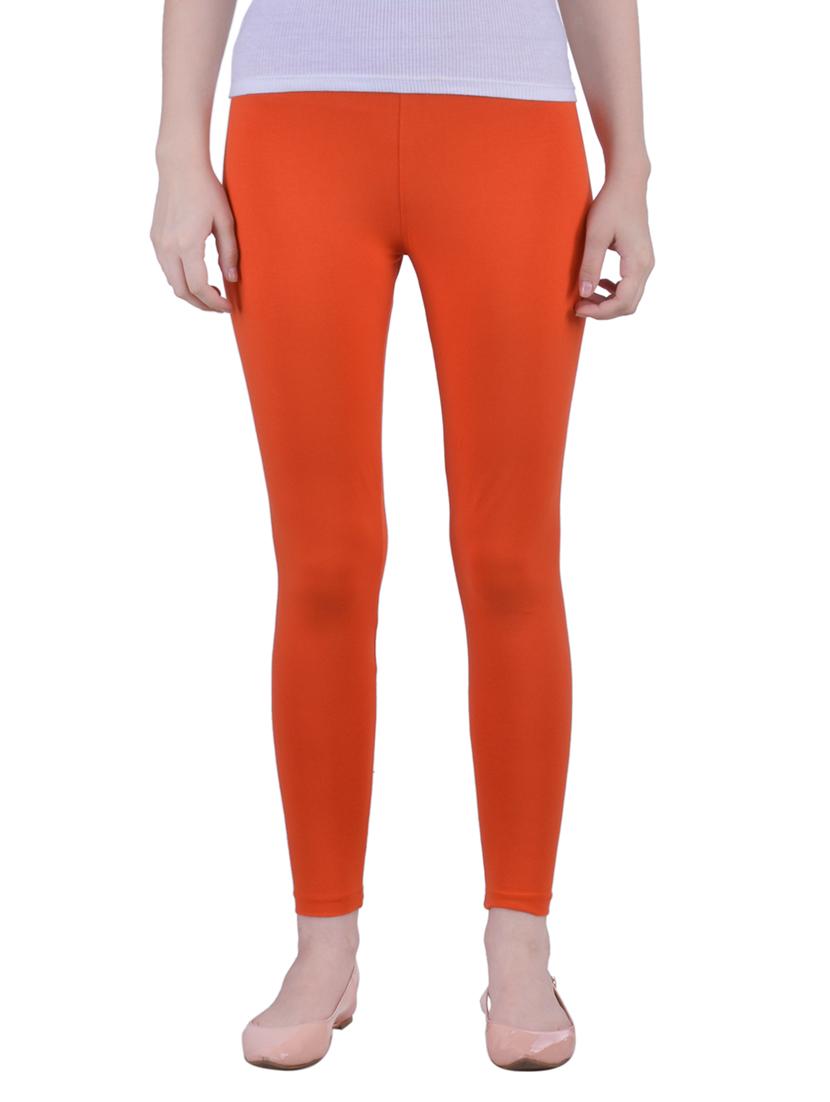 orange cotton lycra ankle length legging - 12786074 - Zoom Image - 0
