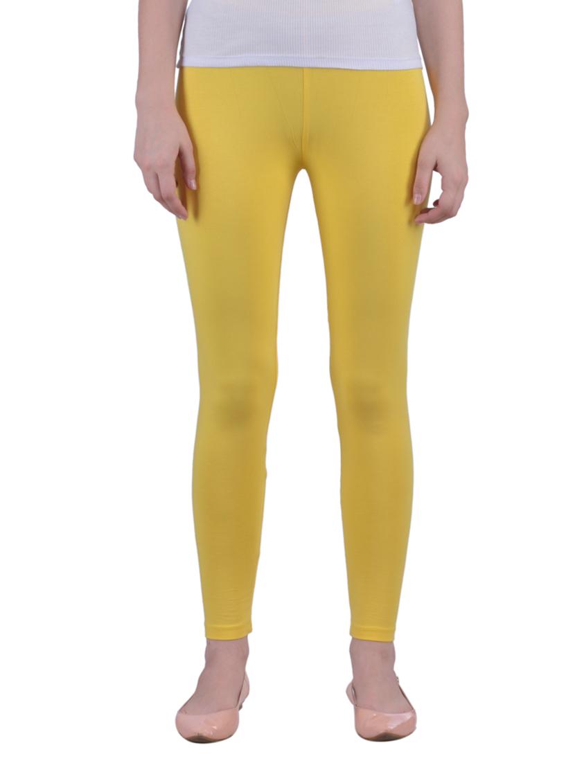 yellow cotton lycra ankle length legging - 12786075 - Zoom Image - 0