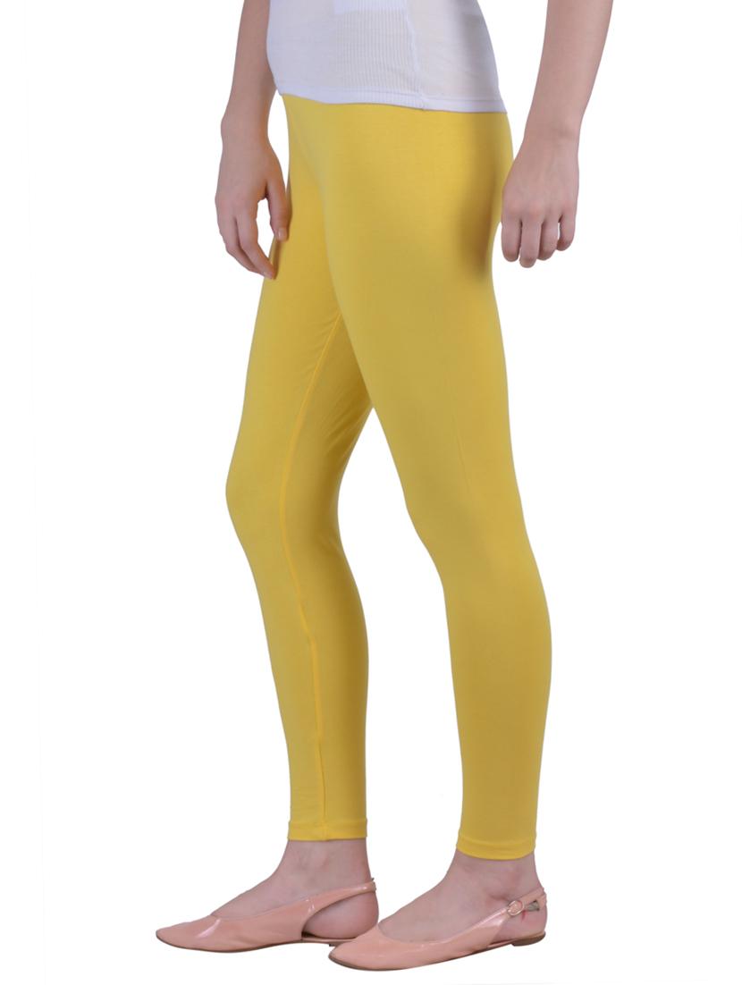 yellow cotton lycra ankle length legging - 12786075 - Standard Image - 1