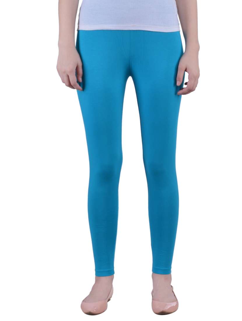blue cotton lycra ankle length legging