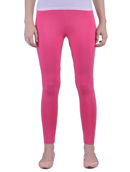 pink cotton lycra ankle length legging - 12786079 -  Standard Image - 0