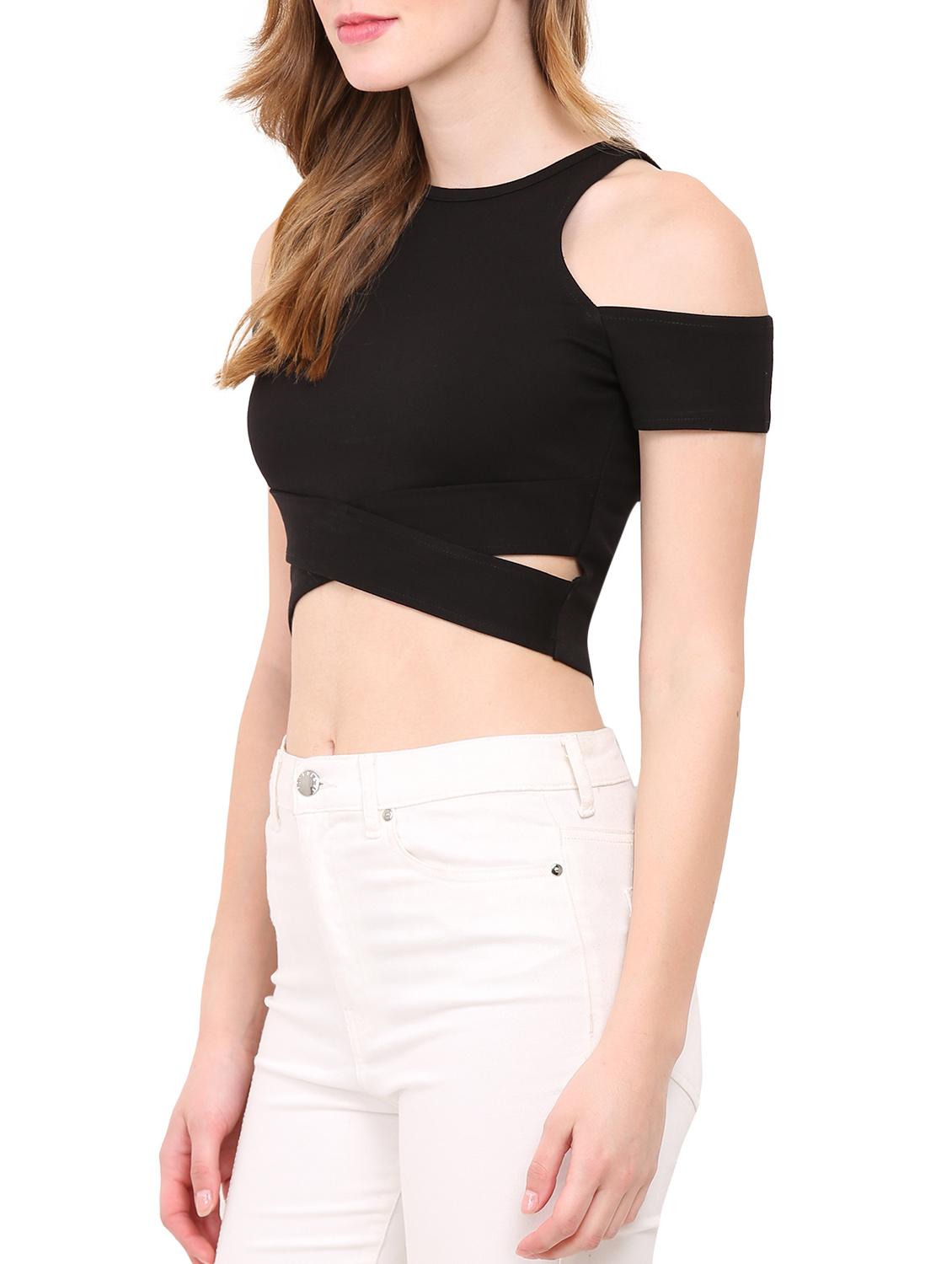 cross over hem crop top - 12786281 - Standard Image - 1