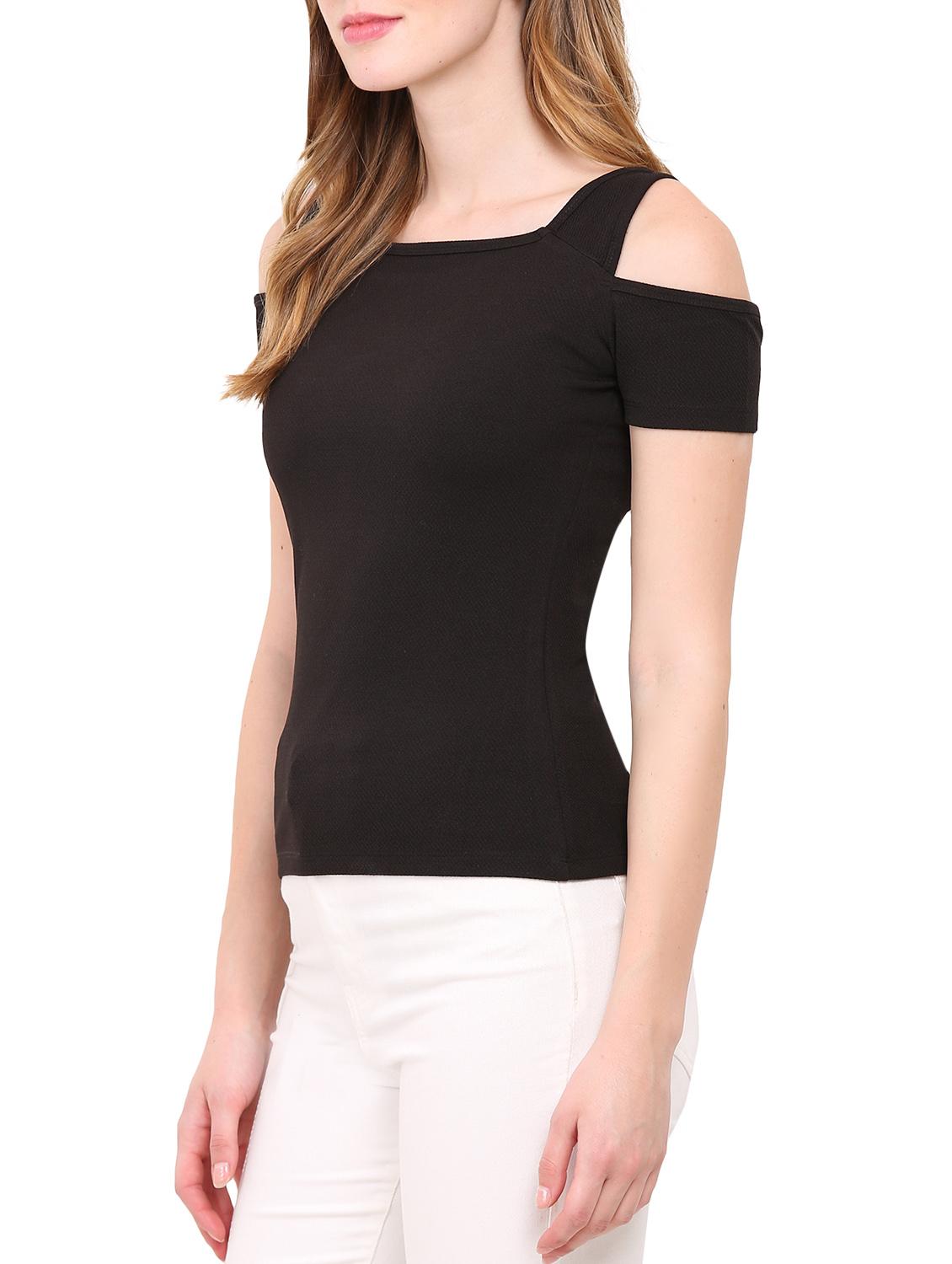 cold shoulder solid top  - 12786285 -  Standard Image - 1