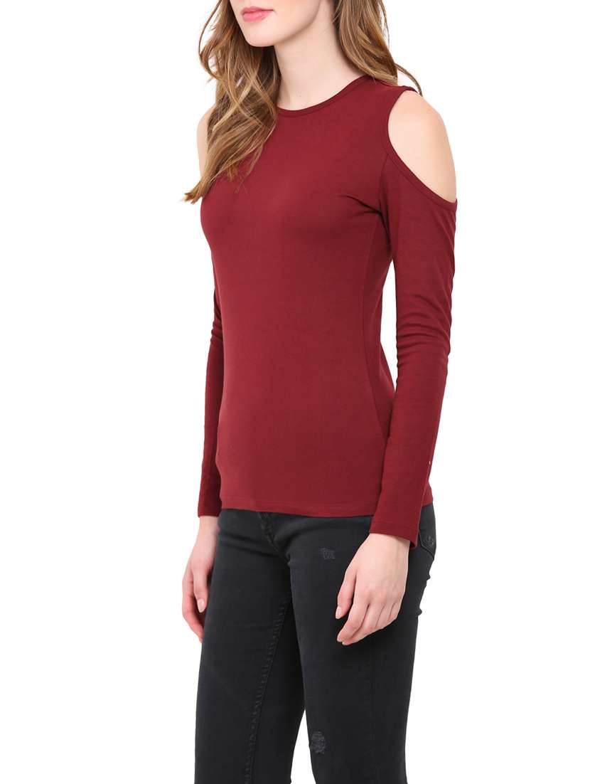 cold shoulder solid top  - 12786298 -  Standard Image - 1