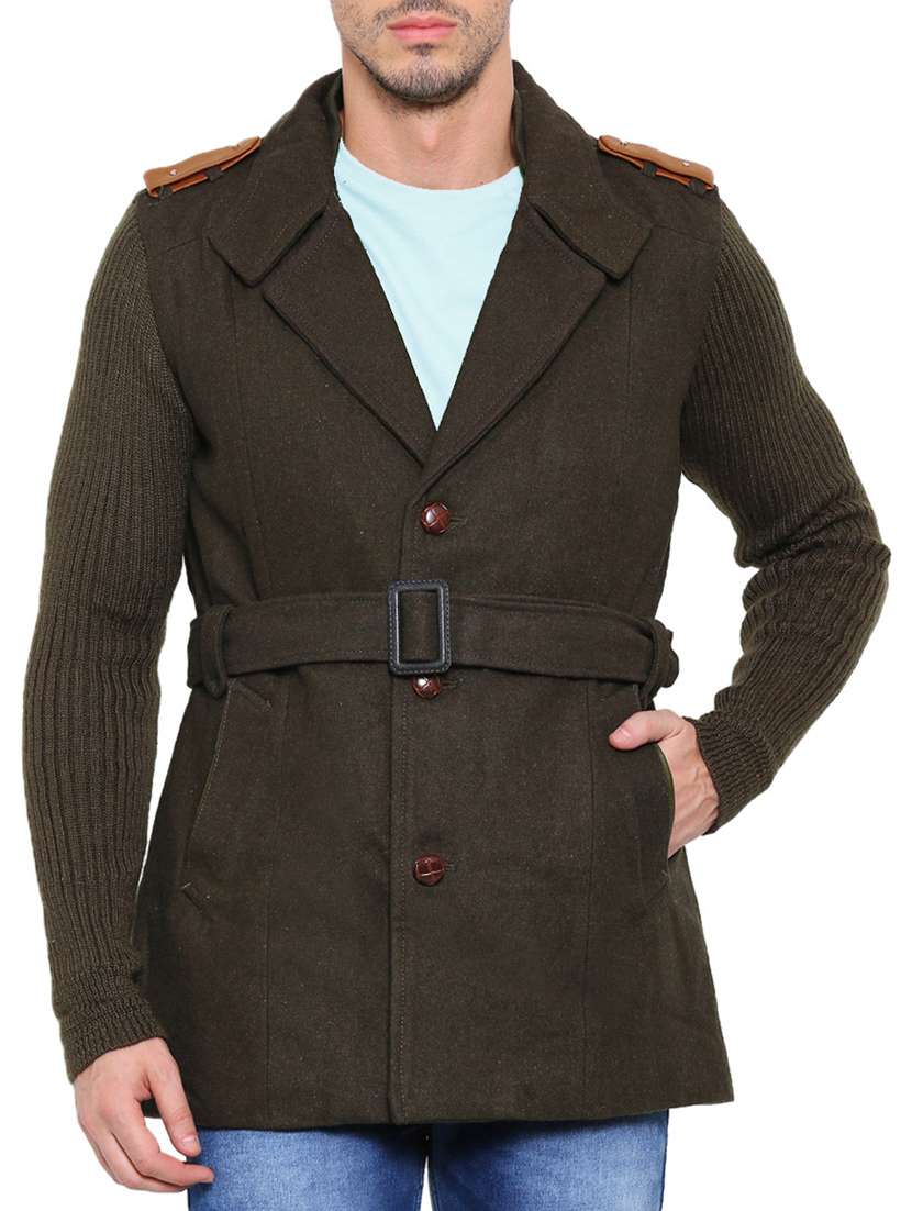 brown solid casual blazer