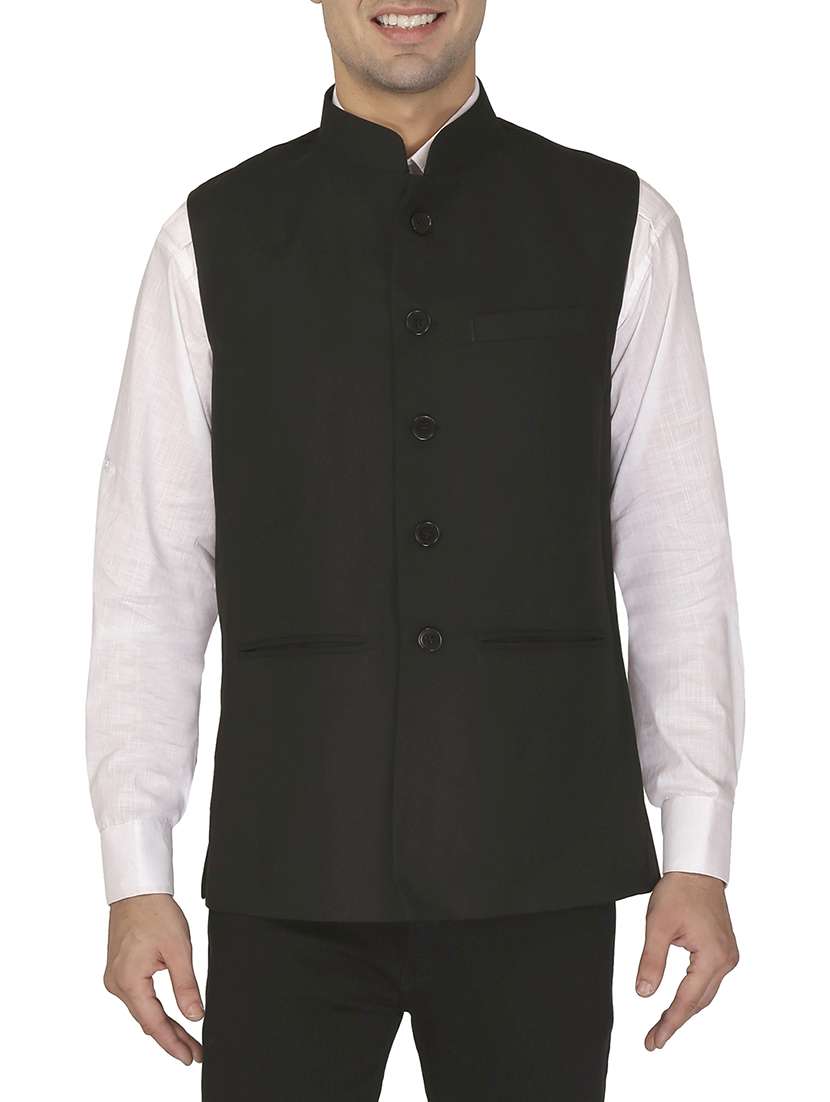 black cotton nehru jacket
