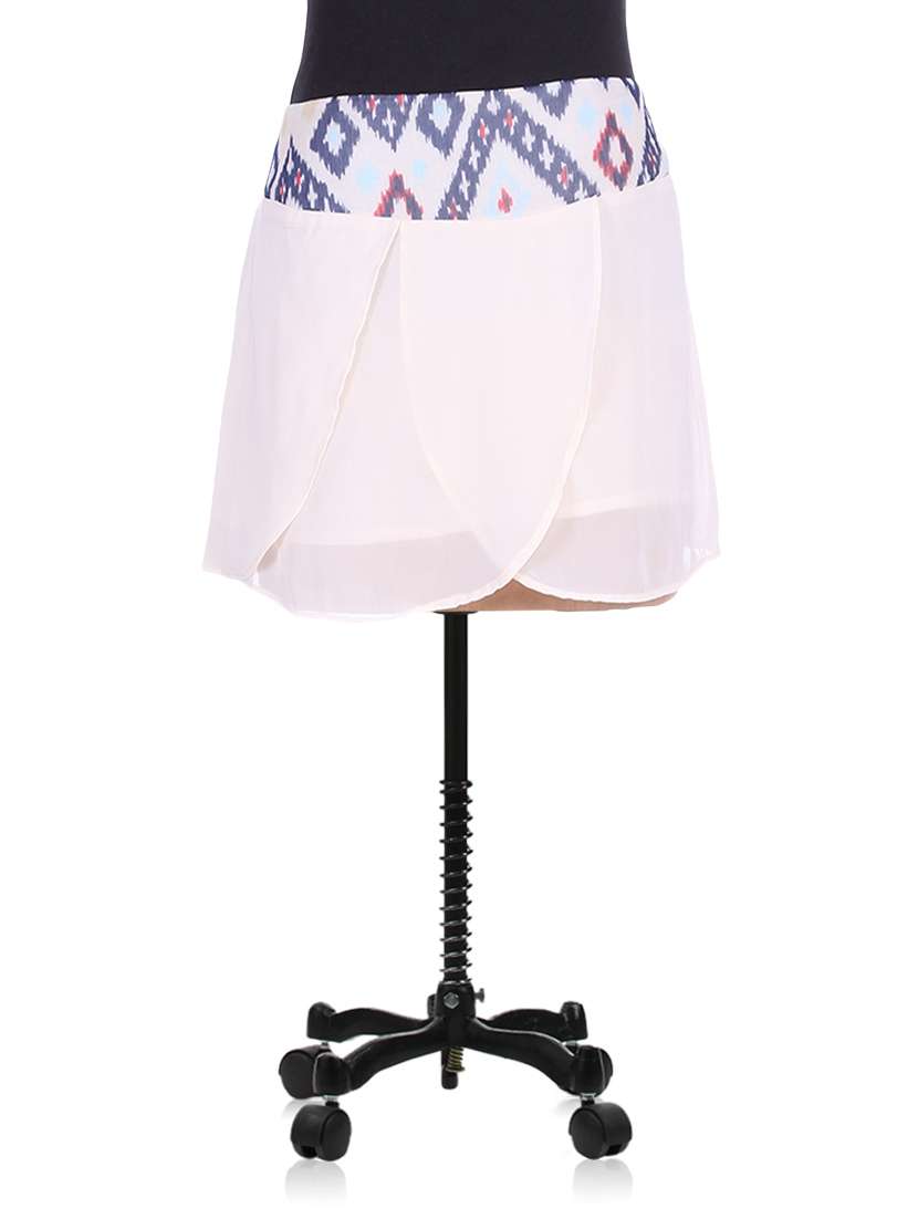 cream layered georgette mini skirt