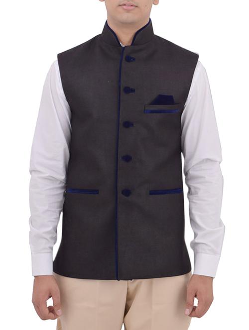 black cotton nehru jacket - 12787140 -  Standard Image - 0