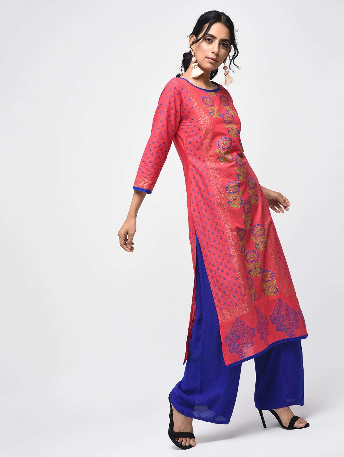 pink cotton straight kurta - 12787539 -  Standard Image - 1