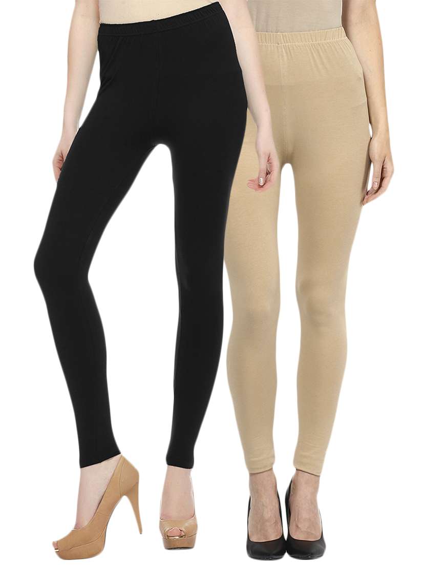 set of 2 multi colored cotton leggings