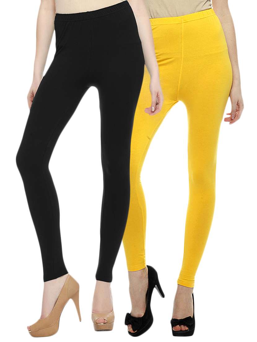 set of 2 multi colored cotton leggings