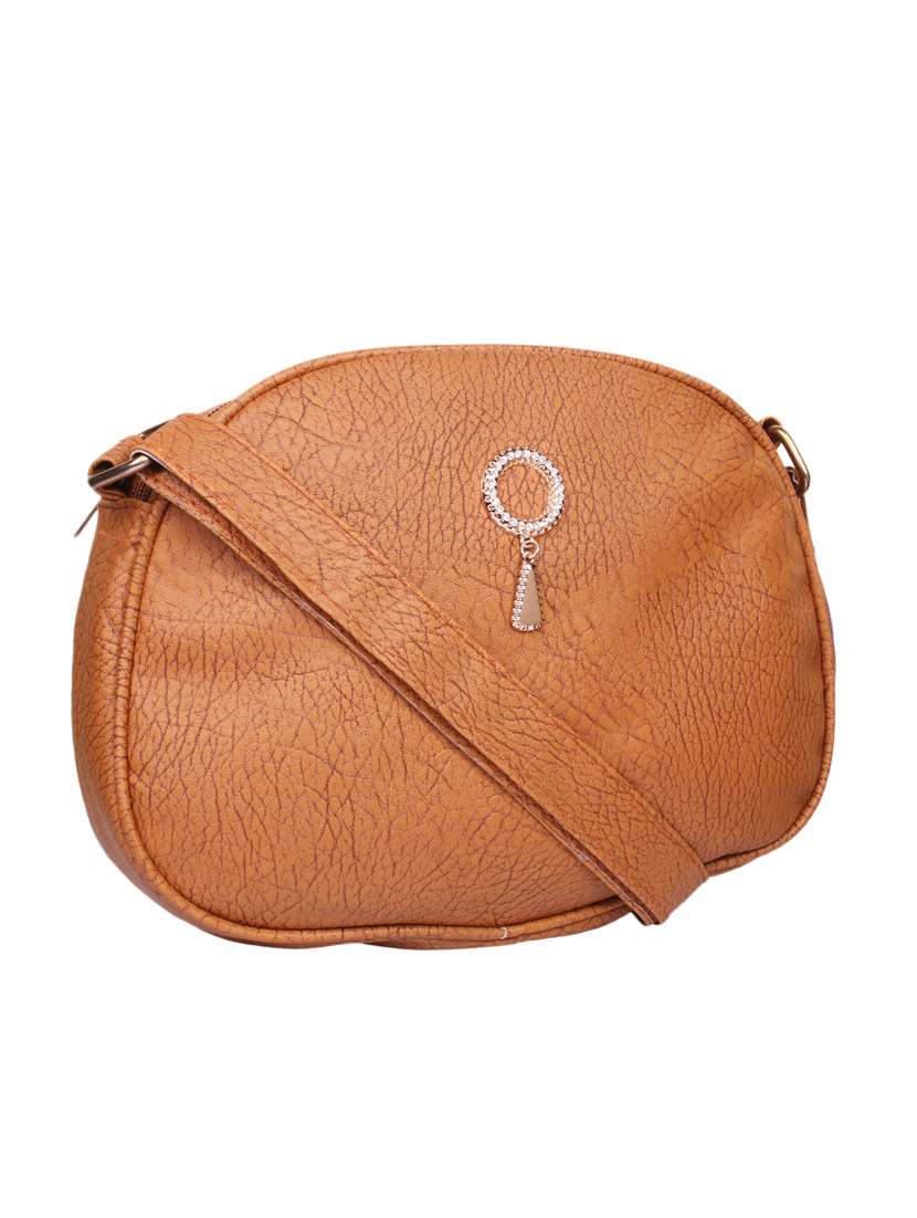 tanleatherette sling bag
